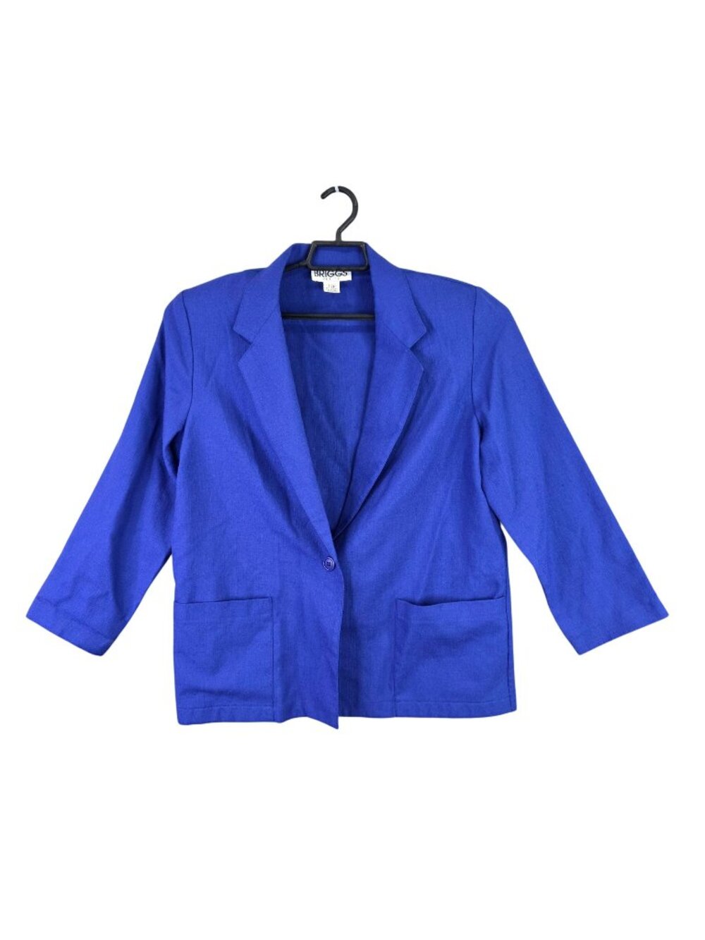 Women Briggs Petite Royal Blue Single Button Blazer Jacket Career Office 12P